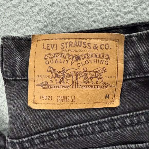 Vintage Levis 921 Jeans Womens 10 Black Grey Orange Tab Raw Hem Denim USA Made - Picture 5 of 11